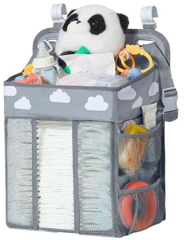 Homeily Organizador de pañales colgante para bebés, organizador de guardería con múltiples bolsillos, organizador de almacenamiento de pañales para cambiador, cunas, corralito.