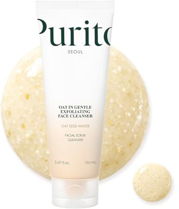 Purito Oat Exfoliating Facial Polish Cleanser - Hydrating Daily Face Wash Gentle Scrub Clay for Pore Minimizing Panthenol, Oat Seed Water Vegan, Non-comedogenic Korean Skin Care 150ml