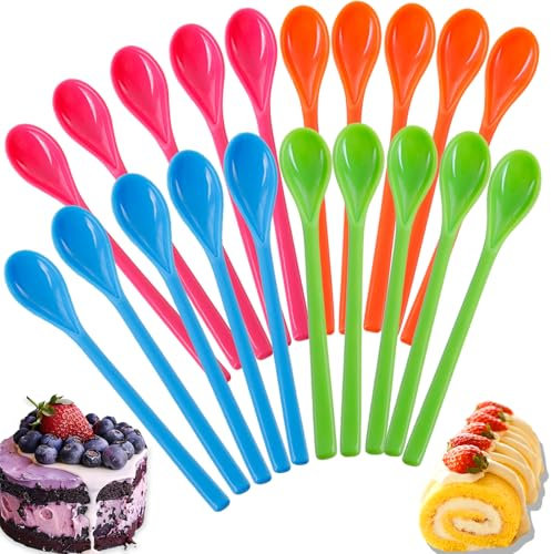 20 cucchiai per uova colorati, lunghi cucchiai per gelato, per marmellate, latte macchiato, cucchiai lunghi per la casa, la cucina, il caffè, le bevande, il gelato, lo yogurt