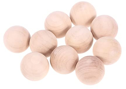 Uonlytech 10 Pezzi Palline Di Legno Massello Palle Rotonde Per Gioielli Accessori Fai Da Te in Legno Colore Naturale Grande Palle Dipinte Forniture Artigianali Forma Di Palla Diametro 3,5 Cm