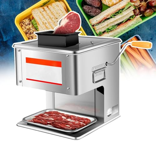 Cortador eléctrico de carne de 2,5 mm a 15 mm, cortador eléctrico de alimentos con manivela y placa de seguridad, cortador de verduras para carne, queso, pan, 850 W, 2,5 mm