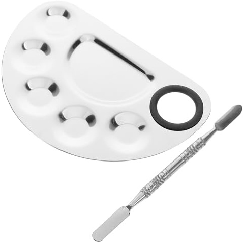 HAPINARY Palette de Maquillage en Acier Inoxydable pour Spatule et Set Complet Application Lisse et Polyvalente Nail Salons Usage Domestique pour Artistes et Passionnés