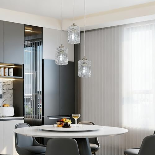 3-Ring Modern Crystal Ring Pendant Chandelier Adjustable Cool White