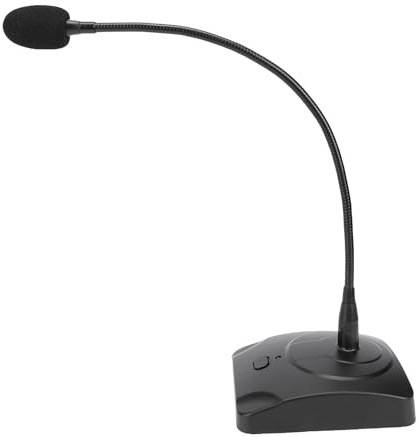 Fockety Microfono Cablato, Microfono a Condensatore Vocale con Cavo Montato su Tavolo a Collo di Cigno, Microfono da Podio con Interruttori di Base per Conferenze, Registrazioni