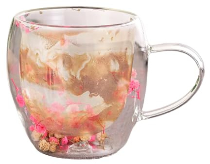 Klar mjölkkaffekopp: dubbelväggig mugg, Transparent Ta?a med handtag