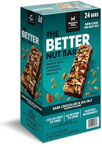 The Better Nut Bar, Dark Chocolate and Sea Salt, 24 ct. (Packed with almonds, cashews and walnuts) (Included Free Pocket Tissue)