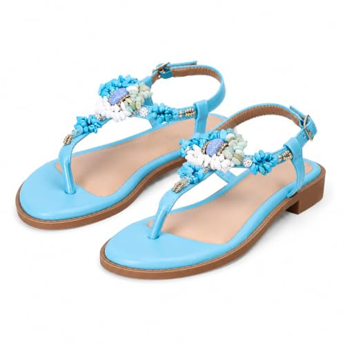 CLEIKS Sandali Donna Casual Eleganti con Punta Aperta e Cinturino alla Caviglia (Blu, 41EU, WFF260276-3)