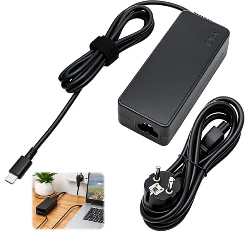 Cargador Portátil USB C 65W Compatible con len-ovo Thinkpad T480 T490 T580 E480 E490 Chromebook C330 S330 Yoga Type C Adaptador de Alimentación Rápida y Segura