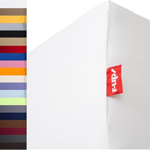 r-up Beste Spannbettlaken Doppelpack 200x220-220x240 bis 35cm Höhe viele Farben 95% Baumwolle / 5% Elastan 230g/m² Oeko-TEX stressfrei auch für hohe Matratzen (Weiss)