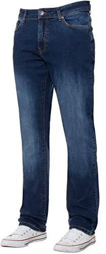 Enzo Herr klassiska raka ben stretch jeans basic arbete denim byxor alla midjestorlekar