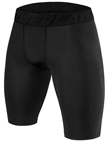 PowerLayer Jungen Kompressionsshorts, Schnelltrocknendes Baselayer Unterhose Tights Kurz Hose Laufunterwäsche - Schwarz, 10-12 Jahre