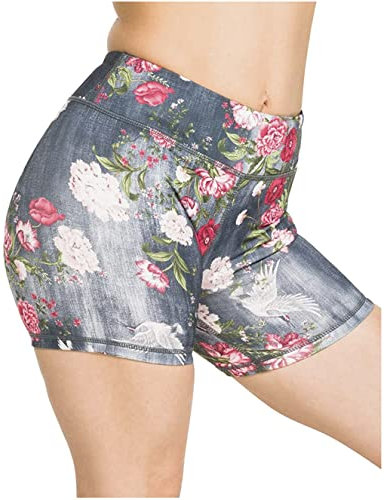 Epic MMA Gear Yoga-Shorts für Damen, 12,7 cm, elastisch, für Fitness, WOD, Yoga, Laufen,, Schwarzer Kran, Groß