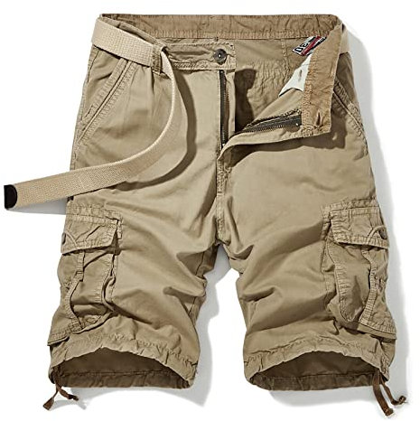 Cargo-Shorts für Herren Draussen Schnelltrocknend Kletter Safari Shorts Multi-Taschen Kurze Hosen Atmungsaktiv(Size:38W,Color:Khaki)