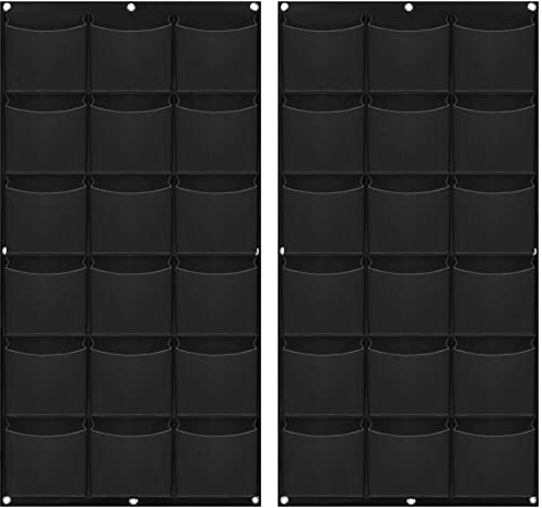 MANCHAP 2 Pack 18 Pockets Vertical Garden Wall Planter, Wall Hanging Grow Bags Planting Pockets for Indoor Outdoor Plants, Black
