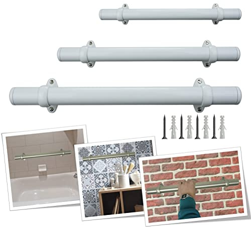 Parpyon® Corrimano a muro maniglia appoggio Tubo passamano in Alluminio a parete per muretto Scale, Bagno, Cucina, maniglione (Bianco, 50cm)
