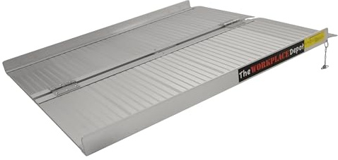 The Workplace Depot Folding Access Ramp, 3ft Ramp, Anti Slip, Aluminium | Folding Access Ramp, Portable Aluminium Anti Slip Loading Ramp for Step & Stairs (3ft Ramp).