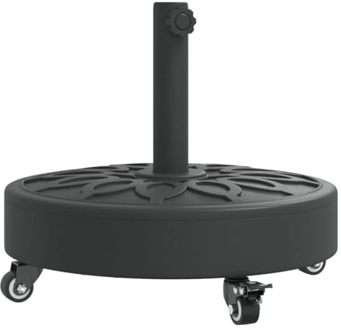 vidaXL Base de Parasol avec Roues pour mâts Ø38 / 48 mm 27 kg Rond, Base de Parasol, Pied de Parasol de terrasse, Porte-Parasol, Support de Parasol