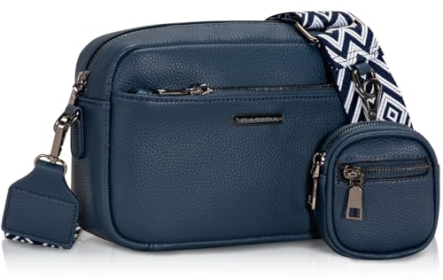 GASSDA Umhängetasche Damen PU Leder Crossbody Bag Handtasche Damen Kleine Taschen mit Abnehmbarem Schultergurt (Blau)