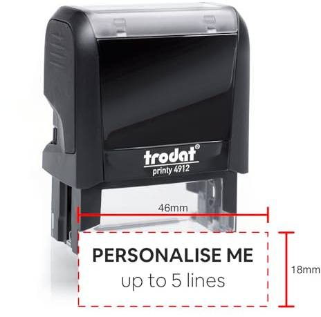 Premium Printy 4912 46 x 18mm Premium Personalised Custom Made Self-Inking Business Company Address Rubber Ink Stamp Up to 5 Lines of Customised Text with Black or Colour Choice of Ink