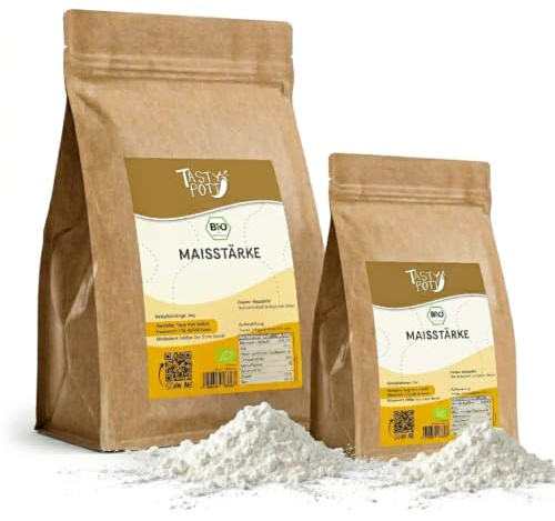 Tasty Pott Amidon de maïs bio | Épaississant naturel | Cuisine et pâtisserie | Substitut de farine sans gluten | Aide de cuisine polyvalente | Soupes sauces et desserts (1000 g)