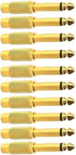 RUNCCI-YUN 10 Pezzi Audio Adapter 6.35mm TS (1/4 di Pollice),6,35mm Maschio a Femmina RCA,6.35mm Mono Maschio TS a Femmina RCA,RCA 6.35mm Adattatore Audio per Home Theater, Fotocamere, Cuffie