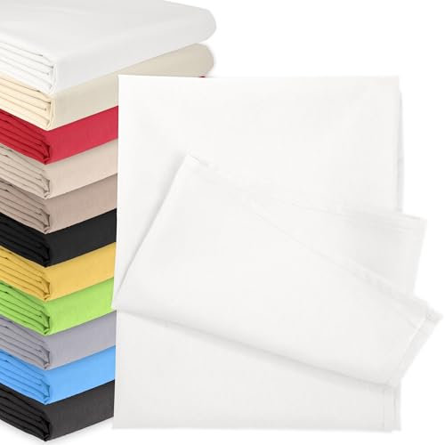 Bettlaken OHNE Gummizug 70 x 200 cm Weiß (85% Baumwolle 15% Poly) Betttuch Glatte Betttücher Baumwolle Laken Haustuch Leintuch