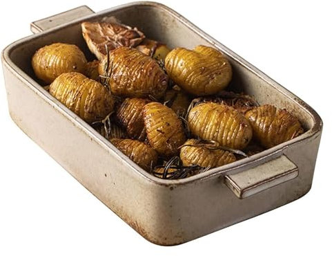 HLHLH Fuente for lasaña grande y profunda, fuente for lasaña grande y profunda, fuente rectangular for lasaña con asa, fuente de cerámica for horno, fuente de porcelana for horno apta for horno