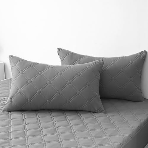 Ystyle Federe Cuscino Letto Impermeabili 50x80cm (Set di 2), Federe Copricuscini Letto Antigraffio, Federa da Cuscino Antiacaro, Chiusura a Busta, Ipoallergico Lavabili Resistenti, Grigio