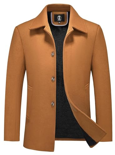 KUDORO Manteau Homme en Laine Chaud pour Hiver Trench Coat Classique | Caban Parka Pardessus Slim Fit Business Coup-Vent Revers Overcoat