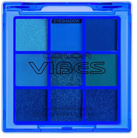 BUTBU Palette de Fards à Paupières, Palette Ombre à Paupières 9 Couleurs Brillant Mat Bleu, Professional Makeup Palette de Fards à Paupières Ultimate Shadow, Imperméable, Longue durée