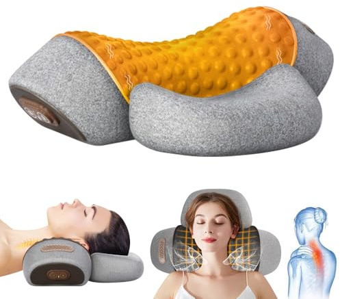 Noetopolis 3-in-1 Nackenmassagegerät mit Wärme: Nackenmassagegerät Elektrisch mit Vibration und Ziehung - Entspannungskissen für Nacken|Rücken|Beine - Zervikales Massagekissen