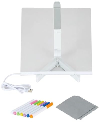 LED-akrylritplatta – upplysta planerings- och målningsytor, stabila, transparent material, lättanvända stativ | schema och planeringstavla för pedagogiska arbeten, kreativt personligt hem