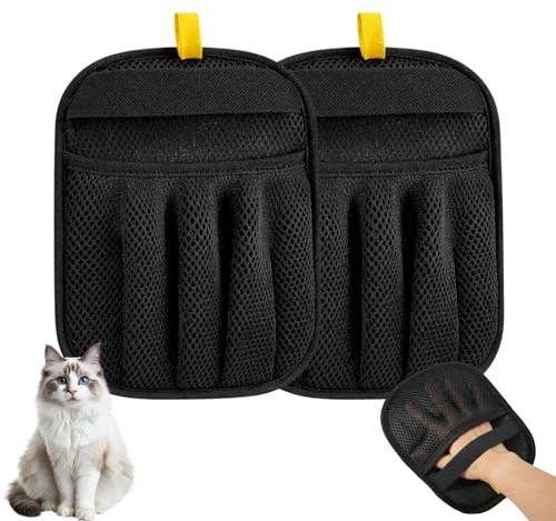 Quita Pelos Mascota 2 Piezas – Material Grueso Reforzado con Tecnología Electrostática – Manopla Quita Pelos Mascota para Gatos y Perros – Guante Quitapelos Mascotas Lavable para Sofás y Ropa