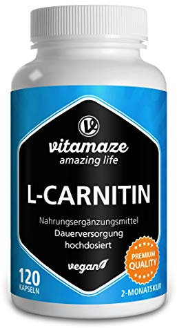 L-Carnitin hochdosiert & vegan, 680 mg reines L-Carnitin Tartrat pro Tag, 120 Kapseln für 2 Monate, Natürliches Supplement ohne Zusatzstoffe, Made in Germany