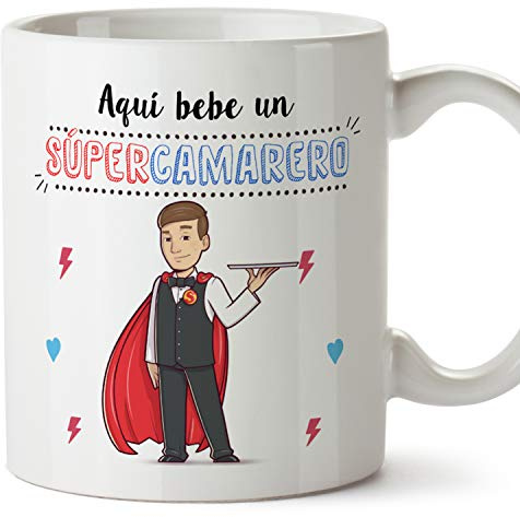MUGFFINS Taza Camarero (Superhéroes() - Regalos Originales y Divertidos de Hostelería