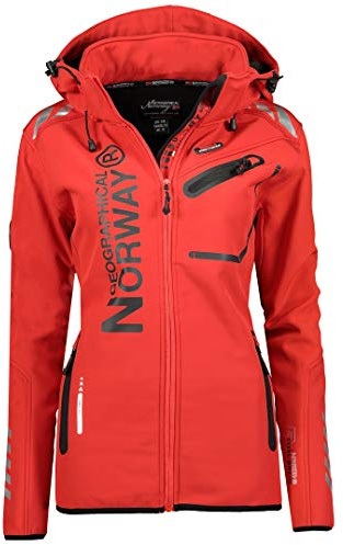 Geographical Norway Veste softshell pour femme, veste de pluie fonctionnelle pour le sport et les activités de plein air, rouge/noir, XL