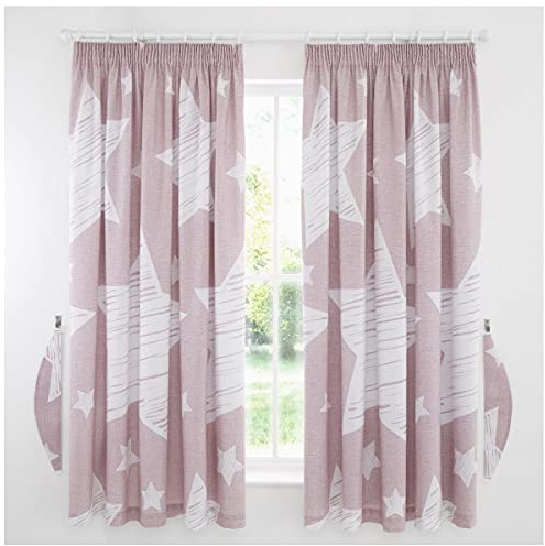 GC GAVENO CAVAILIA Luxury Kids Fitted Sheet Set OR Super Star Duvet Cover OR Easy Care Children Curtains, Polycotton, Blush Pink, 66x72-Curtain, 548102