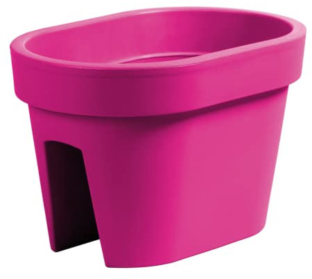 Tymar Blumenkasten, 2 Pack, Blumentopf für Balkongeländer, Balkonkasten, Geländerkasten, oval, rund, kippsicher, aus Kunststoff, LR001 (40cm Rosa)