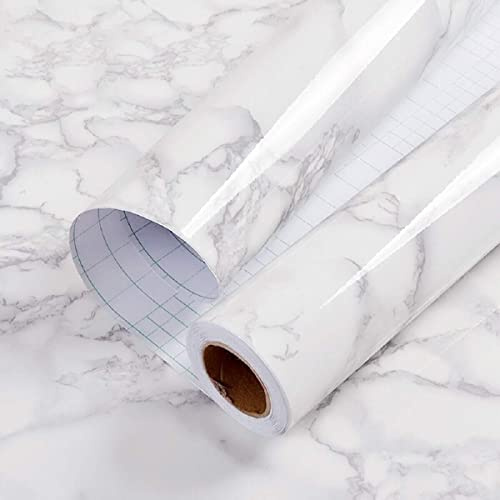 Hode Marmor Självhäftande Folie 60 cm x 10 m Granit Vitgrå Vinylfolie Kontaktpapper Självhäftande Tapet Vattentät PVC-rulle för Köksbänk och Möbler Lätt att Ta Bort | 60 x 1 000 cm bänkskiva vinylbeläggning skala klistra på väggpapper köksskåp badrum möbler kontaktpapper PVC vattentät