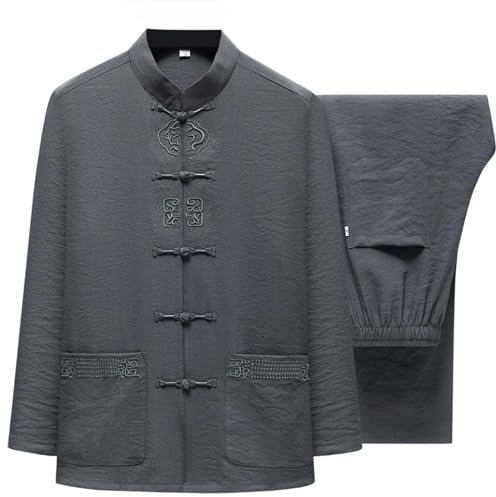 GImLy Uniformen Für Tai Chi Unisex Atmungsaktiv Kampfsportbekleidung Langärmelig Gestickt Shaolin Qigong Training Freizeit Kleidung Uniform Jacke Hose Leichte Kostüme Für Meditation,C,XXL