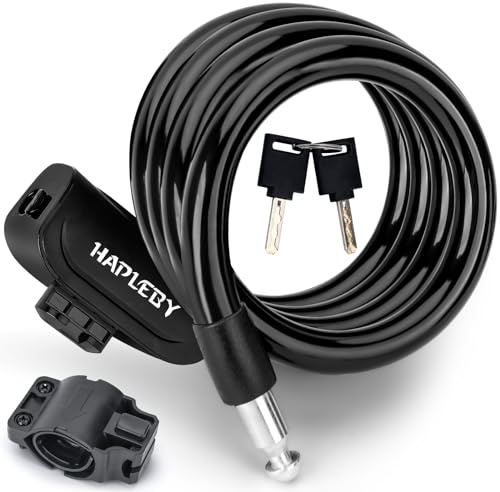 Hapleby Premium Bike Lock with 2pcs Keys, Professional Bike Cable Lock of 4 Feet, Heavy Duty Bicycle Lock Cable for Strong Anti-Theft, Come with 1PCS Mounting Bracket