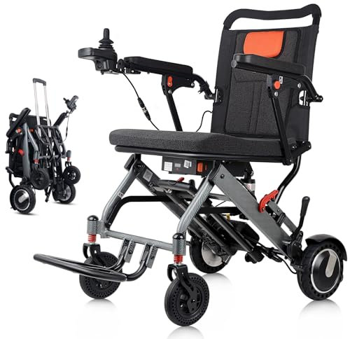 Tripaide 17.5KG (ohne Batterie) Elektrischer Rollstuhl Faltbar Leicht mit Teleskopgriff, 24KM Fahrstrecke Elektrorollstuhl Rollstühle Tragfähigkeit 120KG