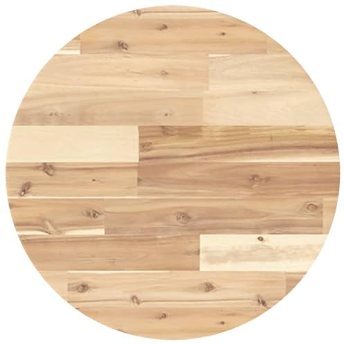 vidaXL Tischplatte, Holzplatte Rund, Massivholzplatte für Esstisch Bartisch Beistelltisch, Ersatztischplatte, Ø50x2cm Massivholz Akazie