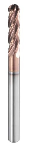 sourcing map Ball Nose End Mill 4 Flute 3/16 Diameter 3/16 Shank Tungsten Carbide Uncoated Spiral CNC Router Bits 3/4 Cutting Length Single End Ball for Carving Engraving Grinding