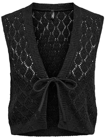 ONLY Onlchili S/L String Cardigan KNT Nca, Noir, M Femme