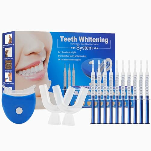 HASAIKA® Professionelles Zähne Bleaching Set, Zahnaufhellung Set, Teeth Whitening Kit mit 10 Stück Bleaching Gel, Sofortige Verbesserung von gelben Zähnen und Verfärbungen