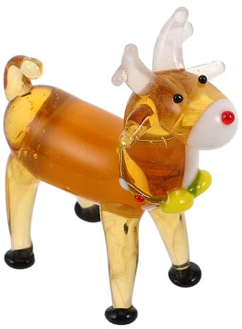 WESIEVYA Elch-Glas-Desktop-Spielzeug, Miniatur-Rentier-Figuren, Elch-Glas-Spielzeug, Kleine Rentier-Figur, Hirsch-Figur, Rentier-Dekoration, Weihnachts-Hirsch-Dekoration