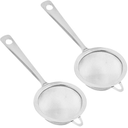 2 Pcs Stainless Steel Tea Strainer Set – Extra Fine Mesh for Loose Tea, Coffee, Herbs, and Spices – Durable, Easy to Clean, Ideal for Smooth Brews