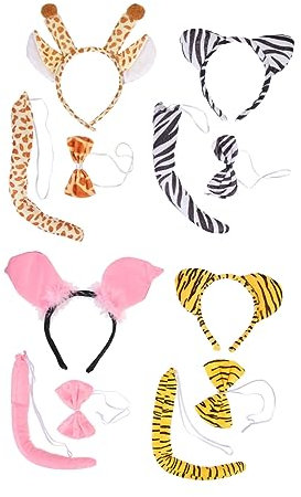 Homoyoyo 4sets Animal Ears Hairband for Boys and Girls Creative Animal Costumes Giraffe Zebra Boys and Girls Party Dress up Party Favor