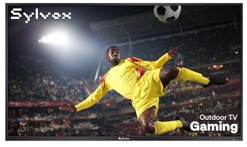 SYLVOX 55 TV da Esterni, 120 Hz | 4K UHD 1000 Nits, Smart Google Television per Esterno, Dolby Atmos, HDMI 2.1 | HEVC 10, DVB-S2/T2, Impermeabile IP55 - Outdoor Gaming Televisore (Modello 2025)